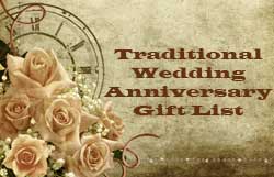 Traditional Wedding Anniversary Gifts List