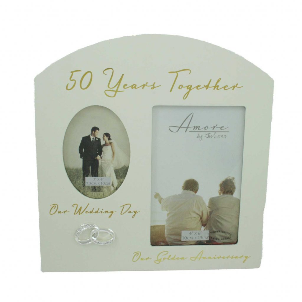 Amore Golden 50th Anniversary Wedding Gifts Then & Now Photo Frame - 6