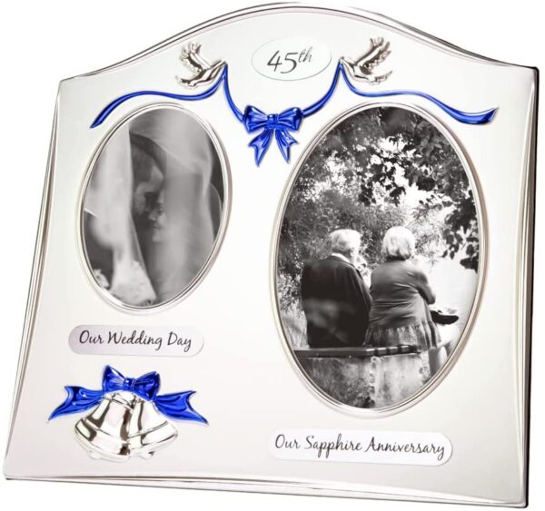 Haysom Interiors Classic Two Tone Silver Plated 45th Sapphire Anniversary Double Picture Frame