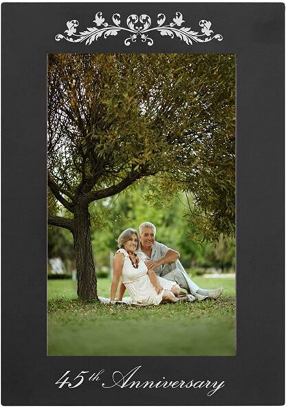 45th Anniversary Laser Engraved Anodized Aluminum HangingTabletop Wedding Photo Picture Frame