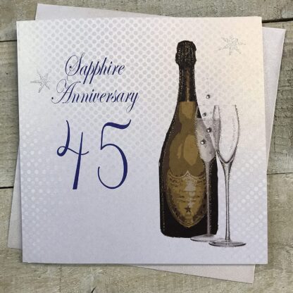 Sapphire, Handmade 45th Wedding Anniversary Card by White Cotton Cards