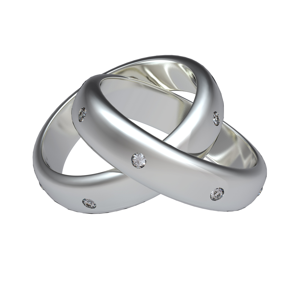Two intertwined modern wedding rings
